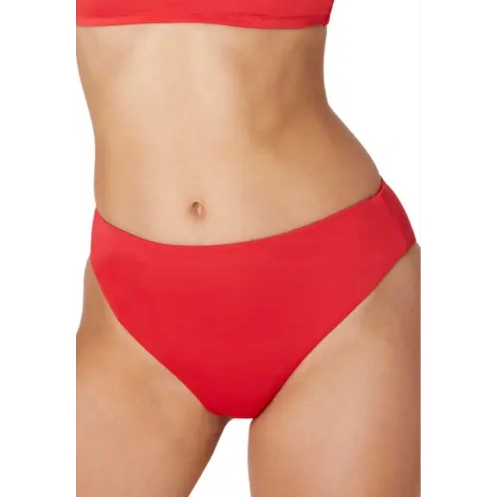 DKNY Red High Waist Bikini Bottoms Swimwear Size Large‎ Beach Resort NWT